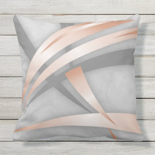 Rose Gold Grey Marble Abstract Art Cushion