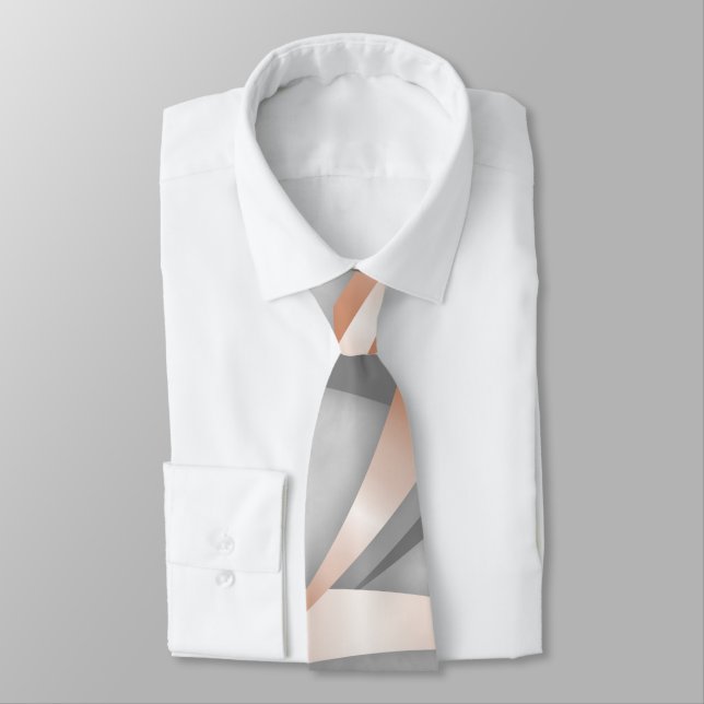 Rose Gold Grey Marble Abstract Art Tie (Tied)