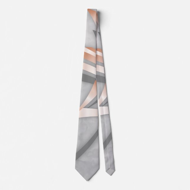 Rose Gold Grey Marble Abstract Art Tie (Front)