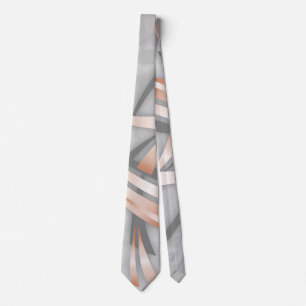 Rose Gold Grey Marble Abstract Art Tie