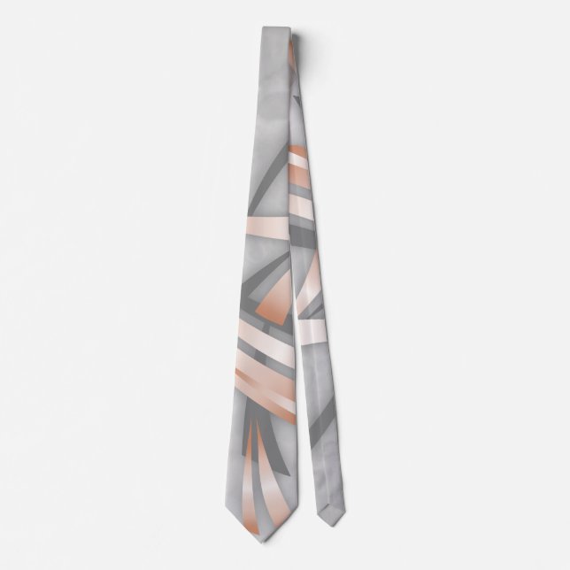 Rose Gold Grey Marble Abstract Art Tie (Front)