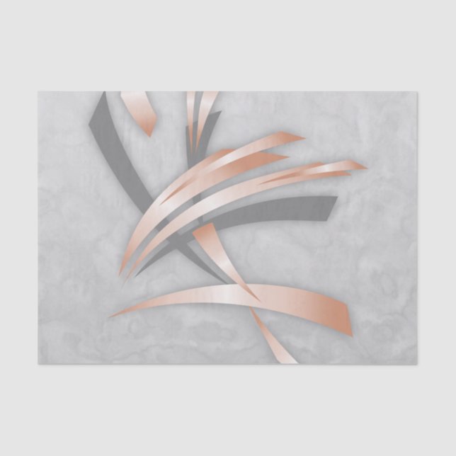 Rose Gold Grey Marble Abstract Art Tissue Paper (Front)