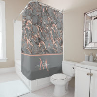 Rose Gold & Grey Marble Monogram Luxury 