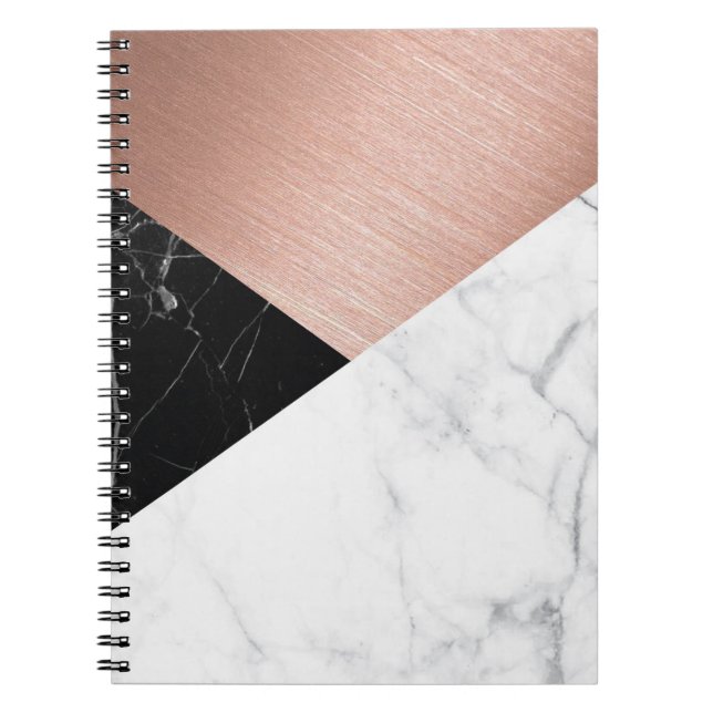 Rose Gold Grey Marble Notebook (Front)