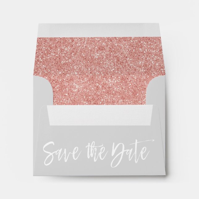 Rose Gold & Grey Save the Date Envelope (Back (Bottom))