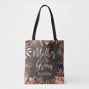 Rose Gold & Grey Tropical Palm Mother of the Groom Tote Bag