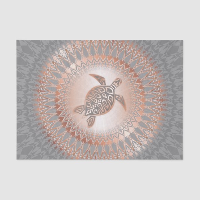 Rose Gold Grey Turtle And Mandala Tissue Paper (Front)