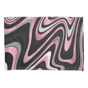 Rose Gold Grey wavy swirls pattern Pillowcase