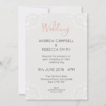Rose Gold & Grey Wedding Invitation