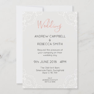 Rose Gold & Grey Wedding Invitation