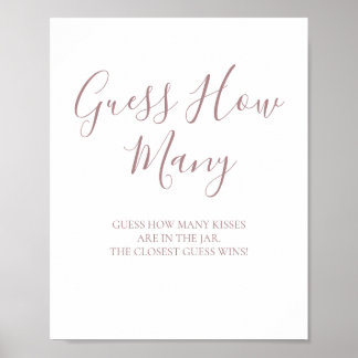 Rose Gold Guess the Kisses Game Sign