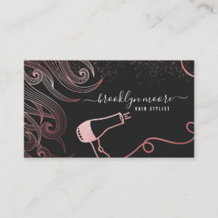 Rose Gold Hair Logo Hair Stylist   Elegant Business Card