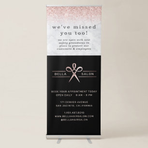Rose Gold Hair Salon Covid Safety and Prevention Retractable Banner