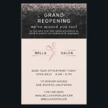 Rose Gold Hair Salon Grand Reopening Covid Safety Flyer<br><div class="desc">A complete cohesive collection for all your business products and supplies. Advise patrons of your reopening with new covid safety measures in place. A collection of products to promote social distancing guidelines.These products are great to ensure both employees and clients follow social distancing guidelines. Add your custom wording to this...</div>