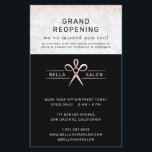Rose Gold Hair Salon Grand Reopening Covid Safety Flyer<br><div class="desc">A complete cohesive collection for all your business products and supplies. Advise patrons of your reopening with new covid safety measures in place. A collection of products to promote social distancing guidelines.These products are great to ensure both employees and clients follow social distancing guidelines. Add your custom wording to this...</div>