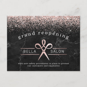 Rose Gold Hair Salon Grand Reopening Covid Safety Postcard
