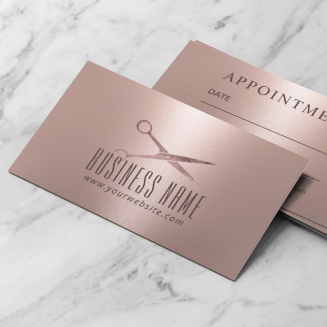 Rose Gold Hair Salon Modern Appointment Card (Creator Uploaded)