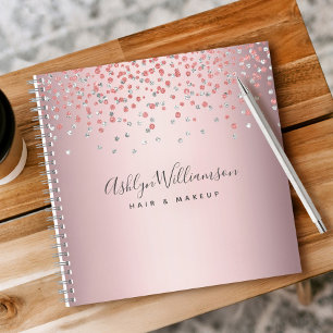 Rose gold hair stylist makeup artist chic glam notebook