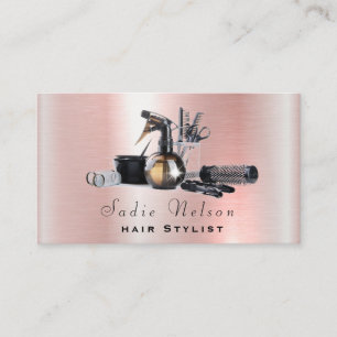 Rose Gold Hair stylist Salon Tools Beauty Business Card