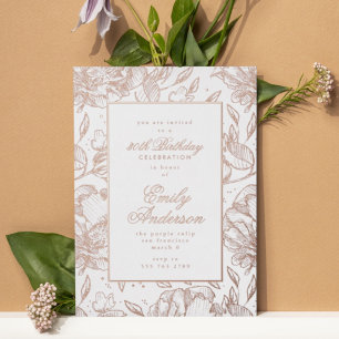Rose Gold Hand Drawn Floral Birthday