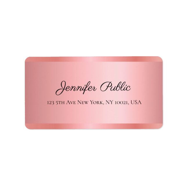 Rose Gold Hand Script Name Professional Elegant Label (Front)