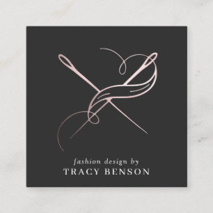 Rose Gold Handmade   Needle & Thread Square Business Card