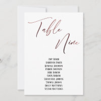 Rose Gold Handwriting Table Nine Seating Chart