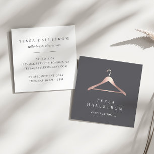 Rose Gold Hanger Seamstress Tailor Alterations Square Business Card