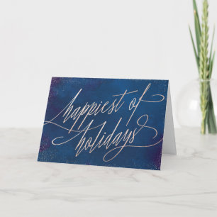Rose Gold Happiest of Holidays Greeting Card