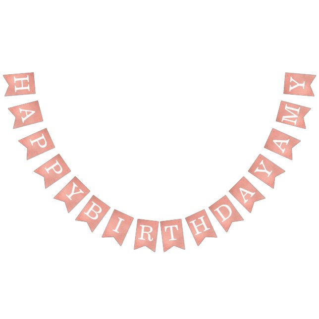 Rose Gold Happy Birthday 3 Letters Name Amy Pink  Bunting (All)