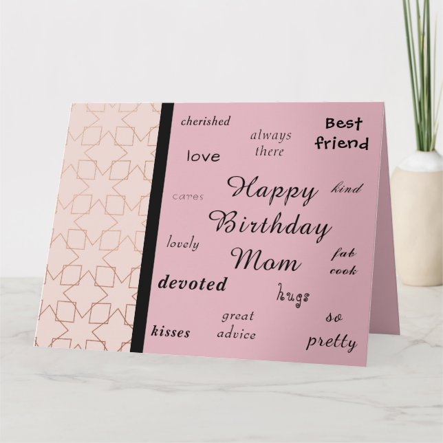 Rose Gold. Happy Birthday Mom! Card (Front)