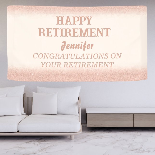 Rose Gold Happy Retirement Banner for Women (Creator Uploaded)