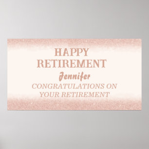 Rose Gold Happy Retirement Party Poster