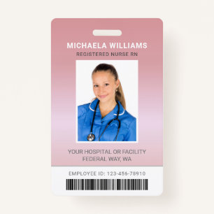 Rose Gold Healthcare Barcode Employee Photo ID ID Badge