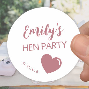 Rose Gold Heart Bachelorette Hen Party Classic Round Sticker