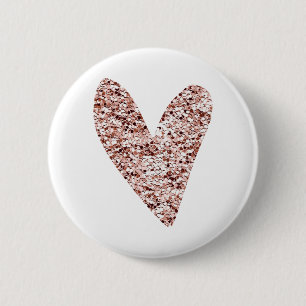 Rose Gold Heart Clipart Cute Heart Glitter Designs 6 Cm Round Badge