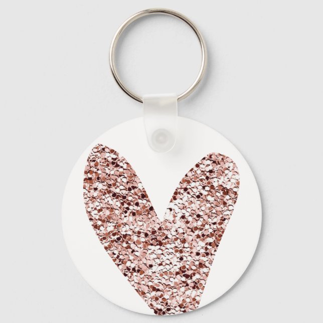 Rose Gold Heart Clipart Cute Heart Glitter Designs Key Ring (Front)