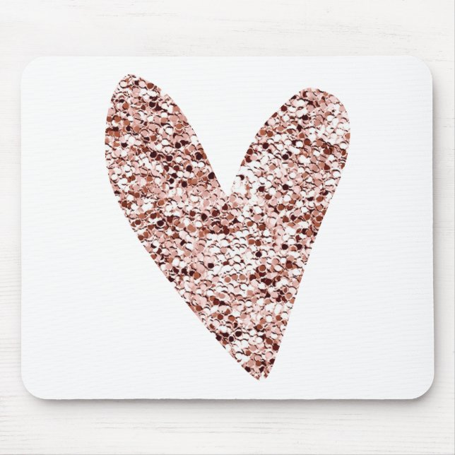 Rose Gold Heart Clipart Cute Heart Glitter Designs Mouse Mat (Front)