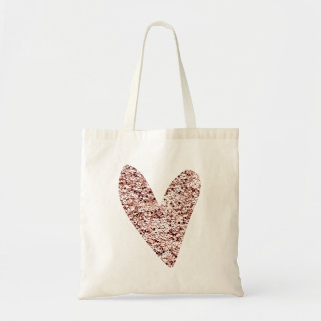 Rose Gold Heart Clipart Cute Heart Glitter Designs Tote Bag (Front)