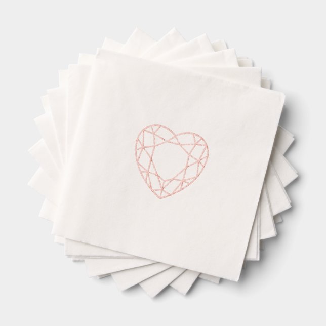 Rose Gold Heart Foil Cocktail Napkins (Insitu (Stacked))