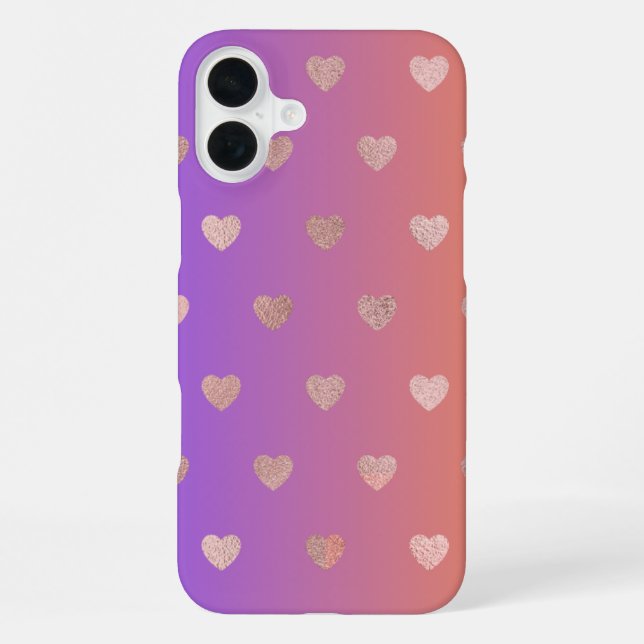 Rose gold heart pattern iphone 16 case. case (Back)