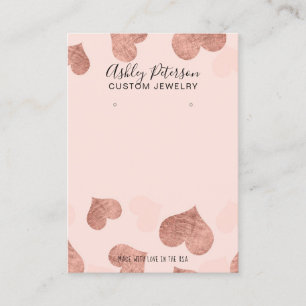 Rose gold heart pink jewelry earring display business card