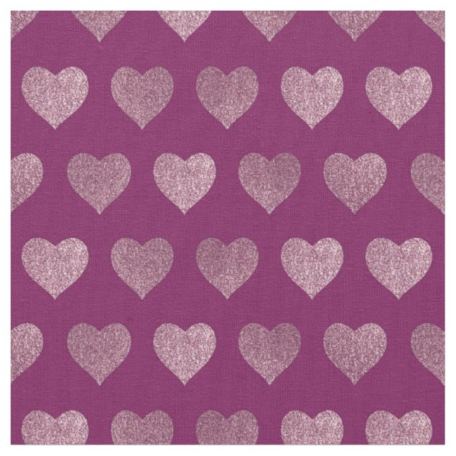Rose Gold Hearts Glitter Pattern Fabric (Close Up)