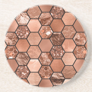 Rose gold hexaglam coaster
