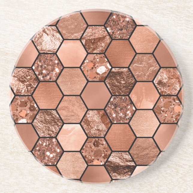 Rose gold hexaglam coaster (Front)