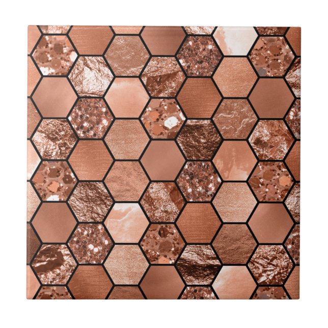 Rose gold hexaglam tile (Front)