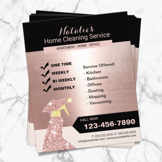 Rose Gold Home Cleaning House Keeping Service Flyer