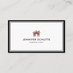 Rose Gold Home Logo Luxury Professional Realtor Business Card