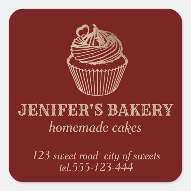 Rose gold Homemade cupcakes and sweets Square Sticker (Front)