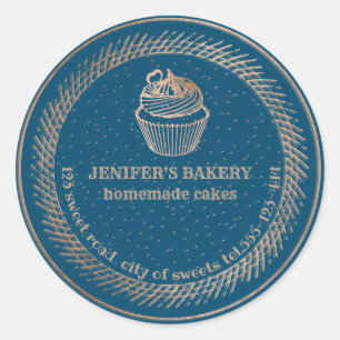 Rose gold Homemade cupcakes and treats packaging Classic Round Sticker